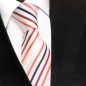 Preview: TigerTie Designer Seidenkrawatte weiß orange royal gestreift - Krawatte Seide