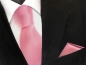 Preview: TigerTie Krawatte + Einstecktuch rosa altrosa uni - Binder Tie Polyester