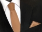 Preview: schmale TigerTie Schlips Krawatte + Einstecktuch gold uni Tie Binder Polyester