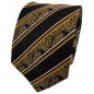 Preview: TigerTie Designer Seidenkrawatte in gold gelb silber schwarz gestreift