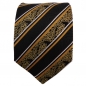 Preview: TigerTie Designer Seidenkrawatte in gold gelb silber schwarz gestreift