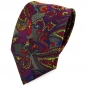 Preview: TigerTie Designer Krawatte violett olive rot blau mehrfarbig Paisley gemustert