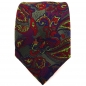 Preview: TigerTie Designer Krawatte violett olive rot blau mehrfarbig Paisley gemustert