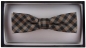 Preview: schmale TigerTie Fliege braun anthrazit kariert + Box, 33 bis 50 cm verstellbar