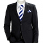 Preview: schmale TigerTie Krawatte + TigerTie Einstecktuch in royal weiss gestreift