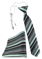 Preview: TigerTie Kinderkrawatte + Einstecktuch in mint silber grau weiss gestreift