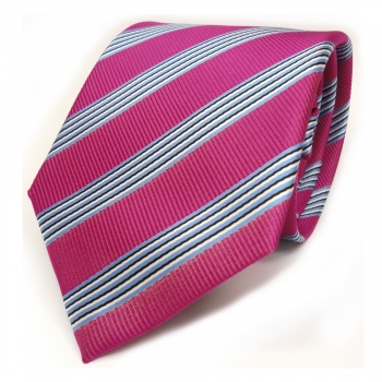 TigerTie Designer Krawatte pink blau schwarz weiss gestreift