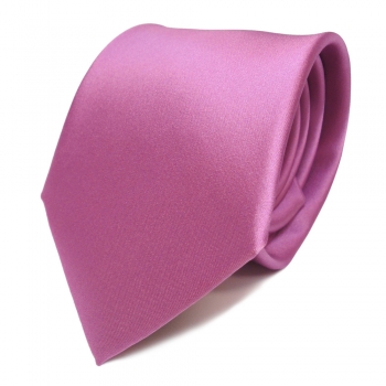 Elegante Designer Krawatte flieder rosa Uni Satin Glanz - Tie Schlips Binder
