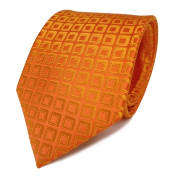 Schicke Designer Seidenkrawatte orange reinorange gemustert - Krawatte Seide