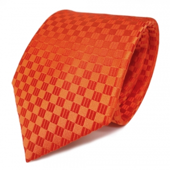 Schicke Designer Seidenkrawatte orange rotorange gemustert - Krawatte Seide