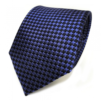 Designer Seidenkrawatte blau dunkelblau schwarz gemustert - Krawatte Seide