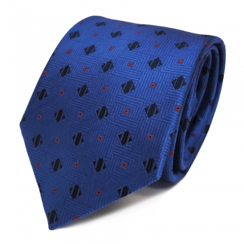 Designer Seidenkrawatte blau dunkelblau schwarz rot gemustert - Krawatte Seide
