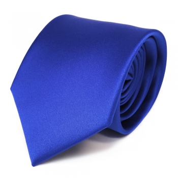 TigerTie Satin Krawatte in blau royalblau uni Polyester - Schlips Binder Tie