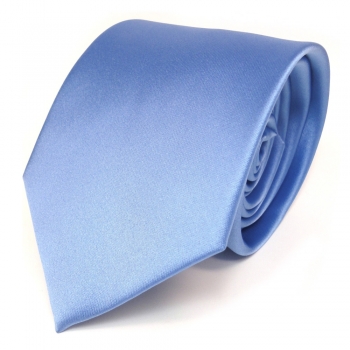 TigerTie Satin Krawatte blau hellblau uni Polyester - Schlips Binder Tie