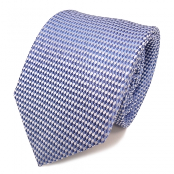 Designer Seidenkrawatte blau hellblau silber gemustert - Krawatte Schlips Binder