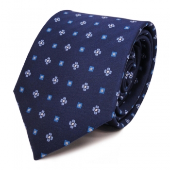 Designer Krawatte blau stahlblau hellblau silber gemustert - Schlips Binder Tie