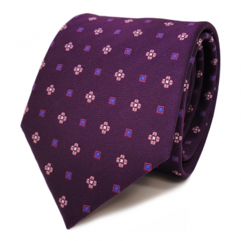Designer Krawatte lila purpur violett rosa blau gemustert - Schlips Binder Tie
