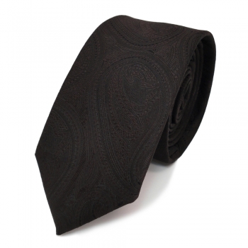 schmale TigerTie Designer Krawatte braun dunkelbraun paisley muster - Binder