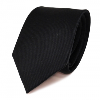 gewebte TigerTie Seidenkrawatte uni Rips schwarz - Krawatte Tie 100 % Seide Silk
