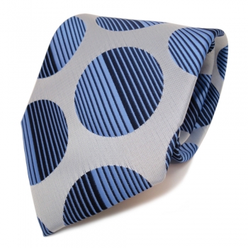 Designer Krawatte blau hellblau dunkelblau royal grau gepunktet - Schlips Binder