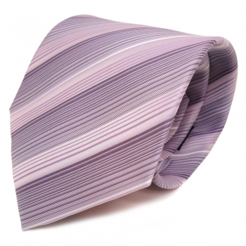 Designer Krawatte lila violett pastellviolett weiss gestreift - Schlips Binder