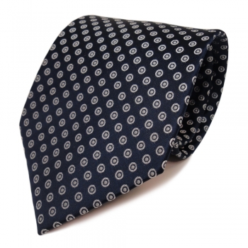 Designer Krawatte blau dunkelblau royal silber gepunktet - Schlips Binder Tie