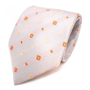 Designer Krawatte grau silber orange gemustert - Schlips Binder Tie