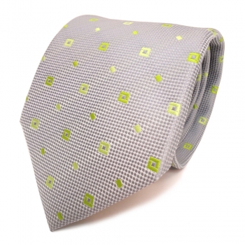 Designer Krawatte grau silber grün hellgrün gemustert - Schlips Binder Tie