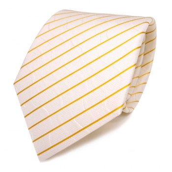 Seidenkrawatte creme weiss gelb sonnengelb gestreift - Krawatte Seide Silk Tie