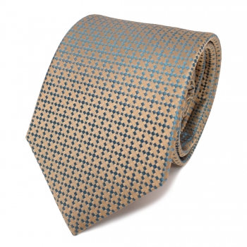 Seidenkrawatte gold grau blaugrau gemustert - Krawatte Seide Silk Tie