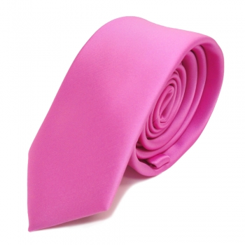 schmale TigerTie Satin Krawatte rosa erikaviolett pink uni - Binder Schlips Tie