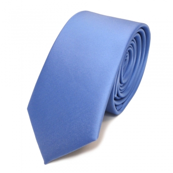 Schmale TigerTie Satin Krawatte blau hellblau babyblau uni - Binder Schlips