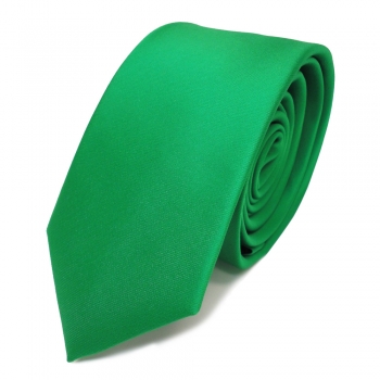 schmale TigerTie Satin Krawatte grün leuchtgrün uni - Binder Schlips Tie