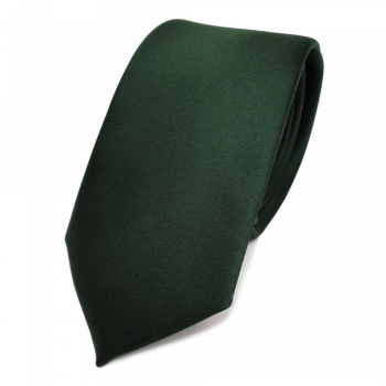 schmale TigerTie Satin Krawatte grün dunkelgrün tannengrün uni - Binder Schlips