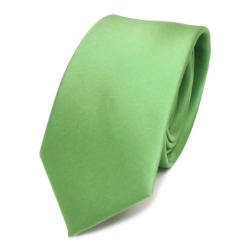 schmale TigerTie Satin Krawatte grün hellgrün gelbgrün uni - Binder Schlips Tie