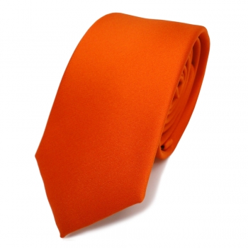 schmale TigerTie Satin Krawatte orange rotorange uni - Binder Schlips Tie
