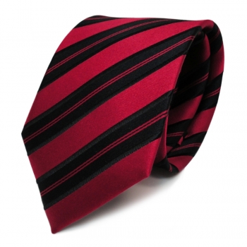 Designer Seidenkrawatte rot signalrot schwarz gestreift Krawatte Seide Tie