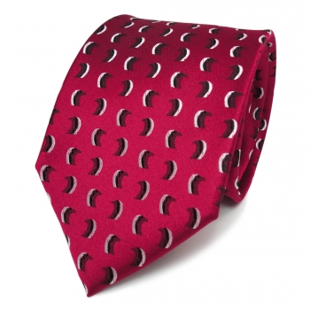 Designer Seidenkrawatte rot schwarz silber gemustert Satin - Krawatte Seide