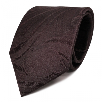 Designer Seidenkrawatte braun dunkelbraun paisley - Krawatte Seide Tie