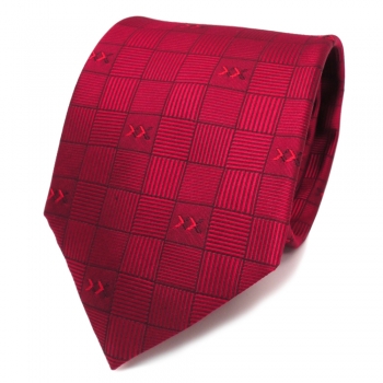 Designer Seidenkrawatte rot rubinrot gemustert - Krawatte Seide Silk