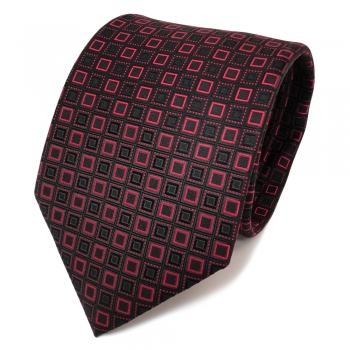 Designer Seidenkrawatte rot schwarz gemustert - Krawatte Seide Silk