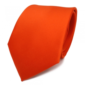 TigerTie Designer Satin Krawatte orange leuchtorange uni 100 % Polyester