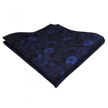 TigerTie Einstecktuch blau dunkelblau schwarz Paisley - Tuch Polyester Pochette