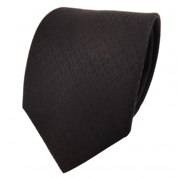 Schicke Designer Krawatte schwarz einfarbig Karo gemustert - Schlips Binder Tie