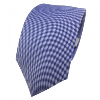 Designer Krawatte blau signalblau silber gepunktet - Schlips Binder Tie