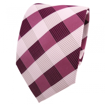 Designer Krawatte rot rotviolett weiß kariert - Schlips Binder Tie