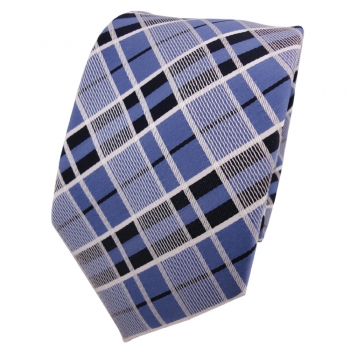 Designer Krawatte blau brillantblau royal weiß kariert - Schlips Binder