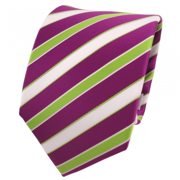 Designer Krawatte magenta fuchsia grün weiß gestreift - Schlips Binder Tie