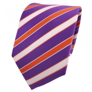 Designer Krawatte lila violett orange weiß gestreift - Binder Tie