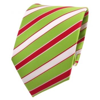 Designer Krawatte grün hellgrün rot weiß gestreift - Schlips Binder Tie